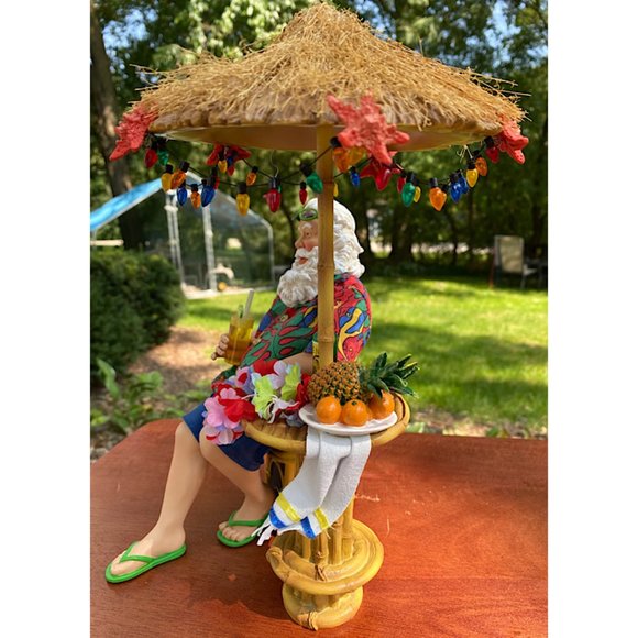 KSA Kurt Adler Santa "Chilling" Tiki Bar Beach - Picture 2 of 5